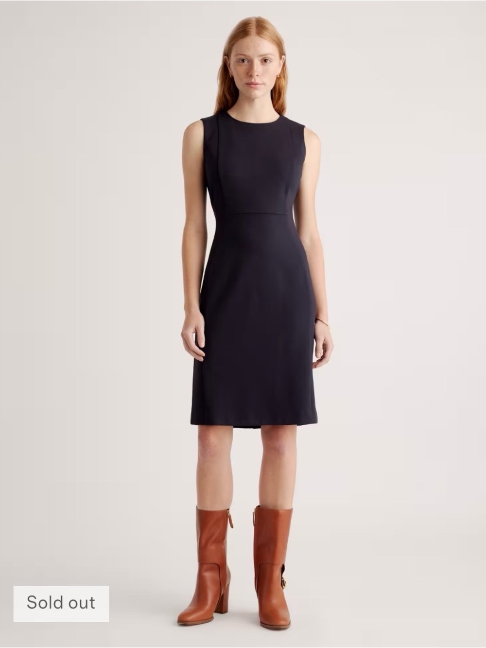 Quince Dress NWT Navy L Sheath Career Business Ponte Stretch